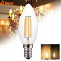 4W LED Filament Candle Light Bulb, E14 Edison Screw Classic Candle Bulb, Warm White 400LM, 40W Equivalent Incandescent Replacement, AC110-120V. 