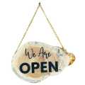 OPEN CLOSE BOARD Laser Engraved Wooden name board with chain. 