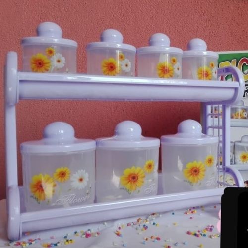 Spice rack transparent seven bottles seven spoons