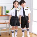 Flight Attendent Cosplay Costumes For Children Halloween Party Aircraft Pilot Uniforms Kids Performance Profession Class Wear. 
