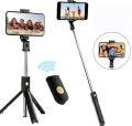 360° Rotating Selfie Stick with Built-in Light, Tripod Mount, and Wireless Operation - Black Plastic Selfie Stick for Group Photos, Travel, and Events, Selfie Stick for Phone, Event Photography, Sleek Design, Durable Construction. 