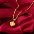 Wenefang Original Heart 24k 999 Pure Gold Color Pendant For Women Necklace Fine Plated 18K Jewelry Love Clavicle Chain Necklace Valentine's Da. 