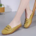 【ZOSR】Fashion Casual Flats Shoes For Women Slides New Summer Breathable Comfortable Soft Leather Ladies Slippers Office Party Mules Women Half Shoes. 