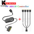KOKKO AR-1 ARGB PC Fans Controller Kit ARGB Splitter 5V 3 Pin To SATA AURA ARGB Fan Controller Computer ARGB Fans Hub Control. 