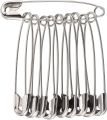 Steel Safety Pins - 12 Pcs Silver Color. 