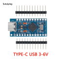 Sutuiying New style Mini/Type-C/Micro USB Pro Micro ATMEGA32U4 5V/16MHZ Module With the Bootloader for Arduino with 2 Row Pin Header for Arduino. 