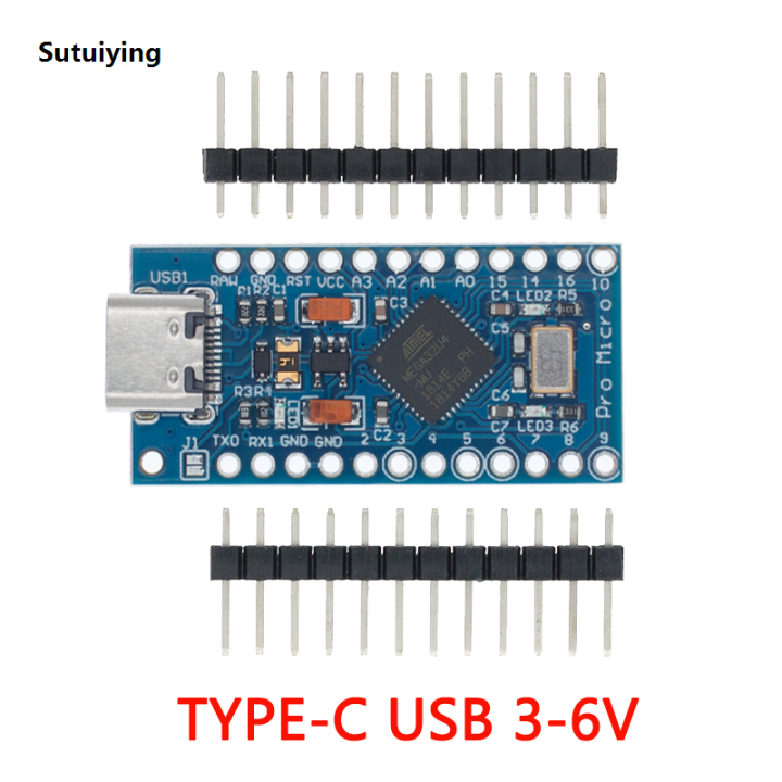 Sutuiying%20New%20style%20Mini/Type-C/Micro%20USB%20Pro%20Micro%20ATMEGA32U4%205V/16MHZ%20Module%20With%20the%20Bootloader%20for%20Arduino%20with%202%20Row%20Pin%20Header%20for%20Arduino%20-%20Image%202