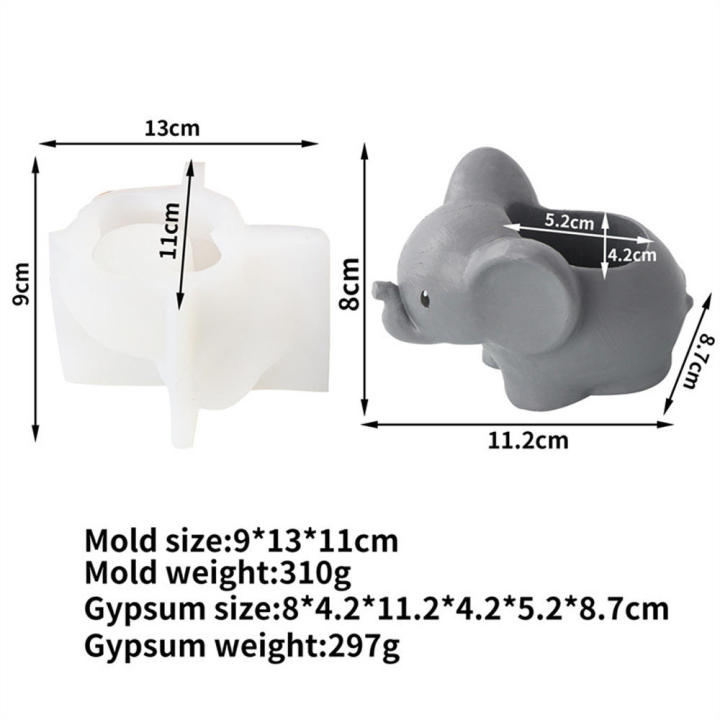 Elephant Shape Silicone Flower Pot Mold for DIY Cactus Succulent Planter molds Gypsum Clay Mould 3D