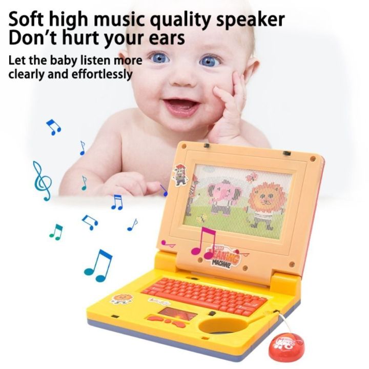 Fake Computer Screen For Toddlers Set Plastic Laptop Toy LED Kids Learning Laptop Movable Screen with ...