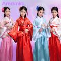 Kids Hanfu Dress Traditional Chinese Hanfu Dress for Kids Adjustable Belt Long Sleeve Perfect for Stage Performance Cosplay Southeast Asian Buyers' Favorite. 