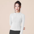 Lulu yoga suit jacket women's fitness suit quick drying standing collar tight fitting exercise fitness strict selection yoga top long sleeved summer. 