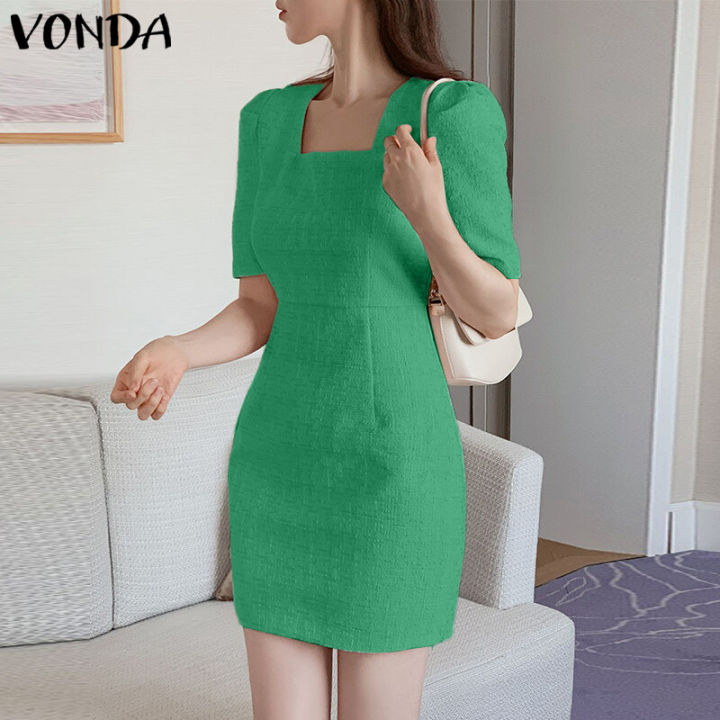 %E3%80%90Miga%20Plaza%E3%80%91%20Womens%20Elegant%20Mini%20Dress%20Puff%20Short%20Sleeve%20Square%20Collar%20Party%20Casual%20Pencil%20Dresses%20Plus%20Size%20(Korean%20Floral)%20-%20Image%204