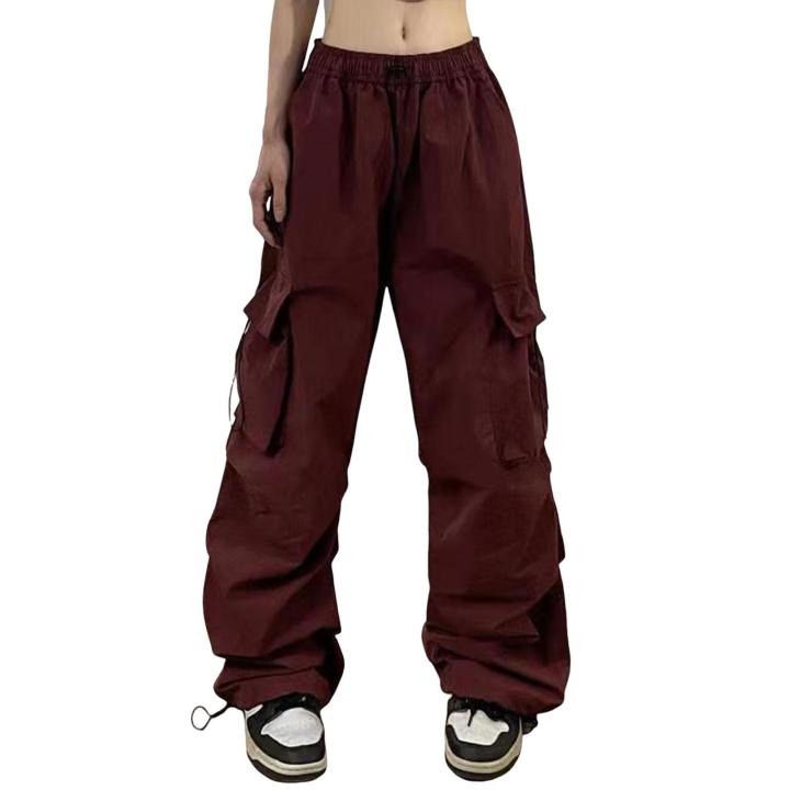 DESCENTE Cool Street Style Pants Stylish Functional Women's Cargo Pants Quick-drying Wide Leg Elastic Waist Multi Pockets Perfect for Sports Outdoor Activities southeast Buyers