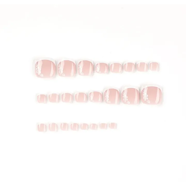 Toe%20Nails%20Set%20French%20Press%20on%20Foot%20Tips%20Nail%20Tips%20with%20Designs%20Summer%20Reusable%20Artificial%20False%20Stick-on%20Nails%20Art%2024pcs%20-%20Image%202