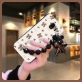 Waterproof Anti-knock Phone Case For Samsung Galaxy J4 2018/J400F Bear bracelet Back Cover Black pearl pendant cute. 