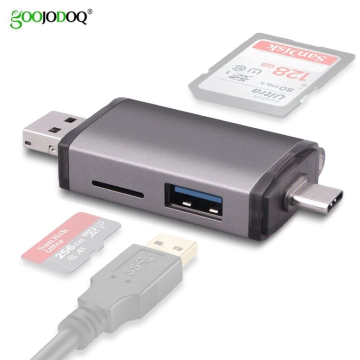 GOOJODOQ Card Reader Micro USB 2.0 Type C to SD Micro SD TF Adapter Accessories OTG Cardreader Smart Memory SD With Rope
