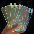 Screen Protector Tempered Glass Film Multi Color Silicone Glow in Dark Fluorescent Luminous Silicone Edge Protective Full Cover Night Light Glowing 3D Anti Falling. 