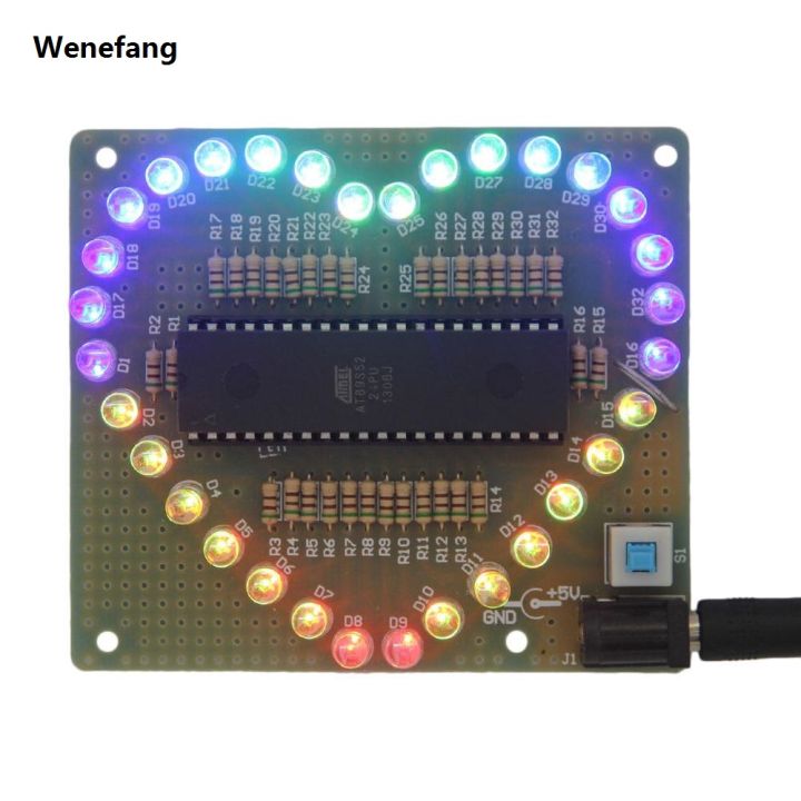 Wenefang%20Bargain%20price%20%E3%80%90Shop%20the%20Latest%20Trends%E3%80%9151%20Single-chip%20Heart-shaped%20Water%20DIY%20Kit%20LED%20RGB%20Love%20Glare%20Electronic%20Production%20DIY%20Send%20Program%20-%20Image%203