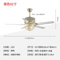Ceiling Fan Gold Light Ceiling Fan Tuya Smart Crystal LED Chrome Wind Light Bedroom Living Room 42 Inch 52 Inch Remote Control. 