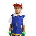 Cosplay Anime Ash Ketchum Clothes Pokemon Cap Gloves Set Men Blue Jacket Costume Boys Girls Cosplay for Party Trainer Pokemon. 
