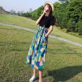 Women's Summer Dress2023New Korean Style Trendy Stitching Two-Piece Waist Slimming Mid-Length Temperament Dress. 