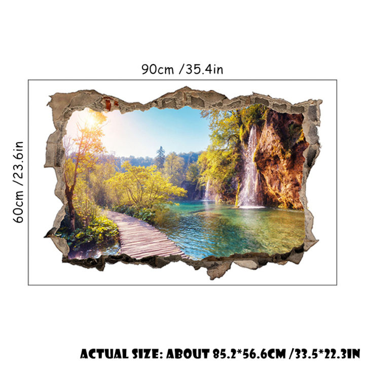 Waterfall,%20View%20Mural,%203D%20Broken%20Wall%20Art,%20Vinyl%20Stickers,%20Home%20Decorations,%20Mountain,%20Water,%20Trees,%20Landscape%20Poster%20Wallpaper%20-%20Image%203