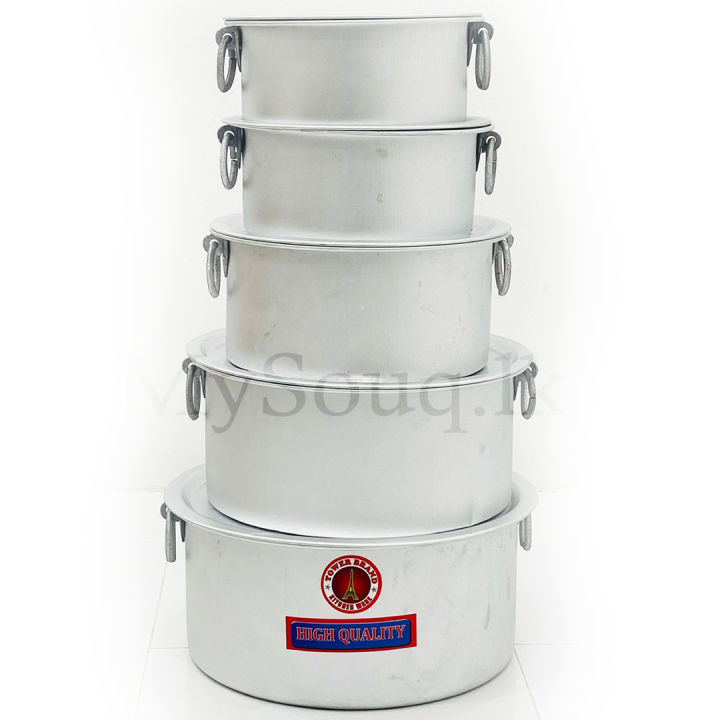 Aluminium Cooking Pan & Pots 5 Pcs Set - 5kg set