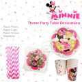 Minnie Mouse Theme Party tableware supplies Paper cups, Plates, Straws, Napkins. 