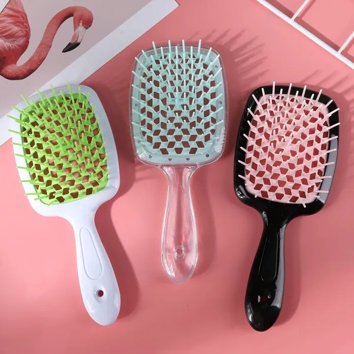 Wide Teeth Air Cushion Combs Women Scalp Massage Brush Hollow Grid Comb ...