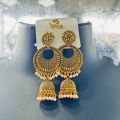 ESH Dull gold and silver color long tassel earring round type jimikky drop earrings with white pearl and silver beaded for women and girl chain for women. 