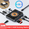 9-In-1 Usb C Hub 30w Wireless Charging Type C Hub Docking Station Fast Charging Usb 3.0 Hub 5gbps For Pc Lap Macbook Pro. 