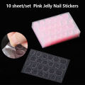 240Pcs Transparent Fake Nails Pink Jelly Double Sided Adhesive Ultra-Thin Tape Queena. 