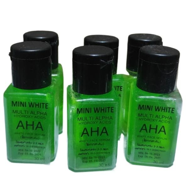 Natural Multi Alpha Hydroxy Acids Aha Kojic Acid Ags Mini White White Body Gel Green Whitening Serum with Arbutin Original Thailand 30 Ml