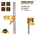 Combination Try Square Set Adjustable Measuring Engineers Right Angle Ruler - 12" - 300mm - TOOLMAK. 