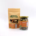 Energy Trail Mix by Nutty Frutyss - Almonds (Tree nuts), Cashew Nuts (Tree nuts), Sunflower Seeds, Pumpkin Seeds, Raisins, Dried Cranberries, Dark Chocolate Chips, Salt. 