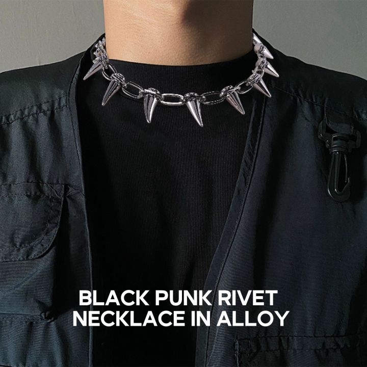 Metal%20Spikes%20Studs%20Rivets%20Punk%20Goth%20Necklace%20Choker%20Collar%20-%20Image%204