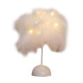 Bedside Table Lamp Feather LED Living Room Bedroom Wedding DIY Desk Light Decor. 