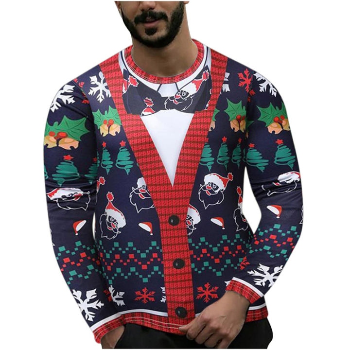 Christmas%20T%20Shirt%20Men%20Fake%20Two%20Piece%20Tops%202023%20New%20Year%20Xmas%20Party%20Prom%20Tshirt%20Long%20Sleeve%20O-Neck%20Personality%20T-Shirt%20Oversized%20-%20Image%202