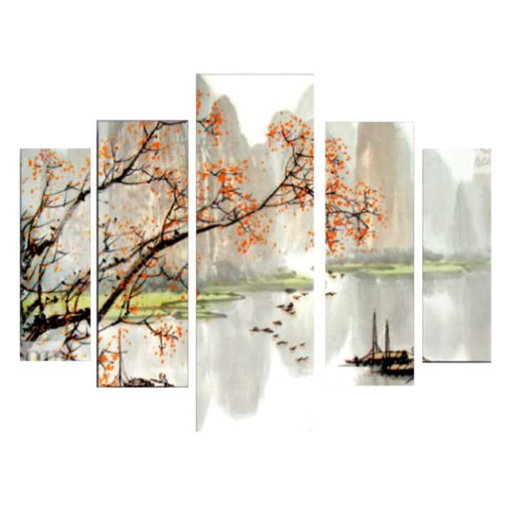 Five (5)Pieces Modern Hd Printed Home Decor Wall Art Picture Frame - Abstract Art