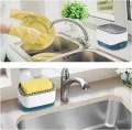 Dish Soap Dispenser for Kitchen, Soap Dispenser and Sponge Holder, Countertop Soap Pump Dispenser, 2-in-1 Soap Dispenser-One Hand Soap Pump Dispenser. 