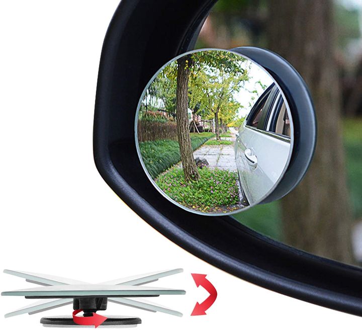 Blind Spot Mirror Round HD Glass Convex Rear View Mirror Strengthened Adhesive And Upgrade Stick Area Pack 2 (Upgraded) Adjustable 360 Degree Rotating Framless