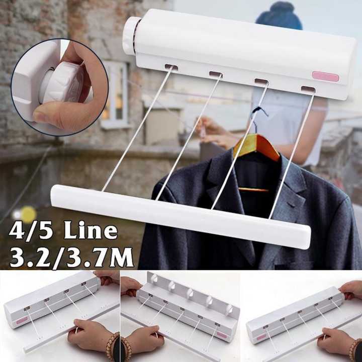 Retractable Laundry Hanger Wall Mounted Clothes Line Clothes Drying ...