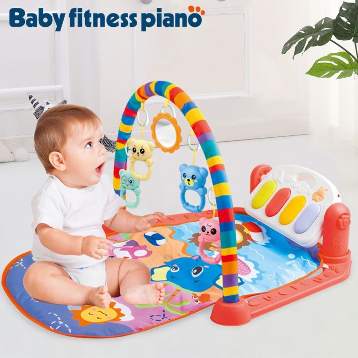 Baby 5 in1 Kick and Play Piano Gym Mat Fitness frame with Music