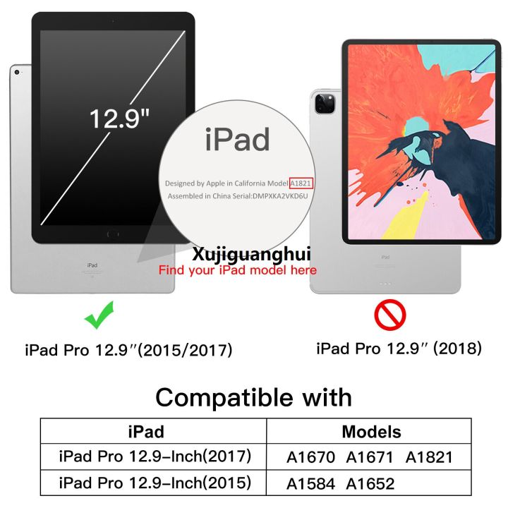 Xujiguanghui%20For%20CASE%20i%7CPad%20Pro%2012.9%20Inch%20(2015/2017%20Model,%201st/2nd%20Gen)%20with%20Pencil%20Holder,%20Slim%20Tablet%20Cover%20with%20Soft%20TPU%20Back%20-%20Image%204