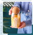 Food Storage Jars with Wood Lid Cork Ball Stopper Glass Jars Set 3Pcs For Storage Food Handmade Borosilicate Glass Canister Jar. 