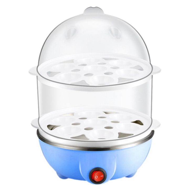 Electric Boiled Egg Cooker Boiler Heating Stainless Steel Steamer Pan Double Layer Cook Tools Kitchenware-Lemon Yellow