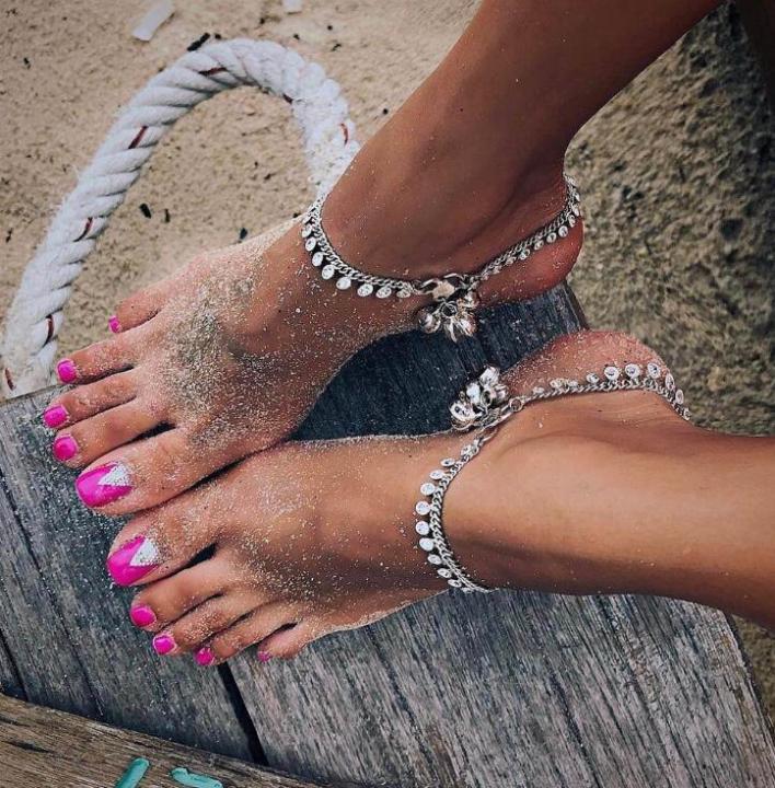 Fashion Women Silver Color Jewelry Style Indian Traditional Belly Dance Anklet with Jingling silver bell anklet
