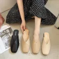 【ZOSR】TOP☆ Large Size Baotou Half Slippers Women 41-43 Fat Feet Wide 42 Korean Version All-Match Lazy Square Toe Flat Muller Shoes 40 CSKY. 