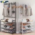 WJF Multifunctional Shoe Rack Organizer Simple Floor Coat Rack Shoe Hat Rack 4 Layer. 