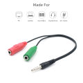 3.5mm Jack Headphone Mic Audio Y Splitter Cable 1 Male to 2 Female with Separate Headset/Microphone Adapter. 